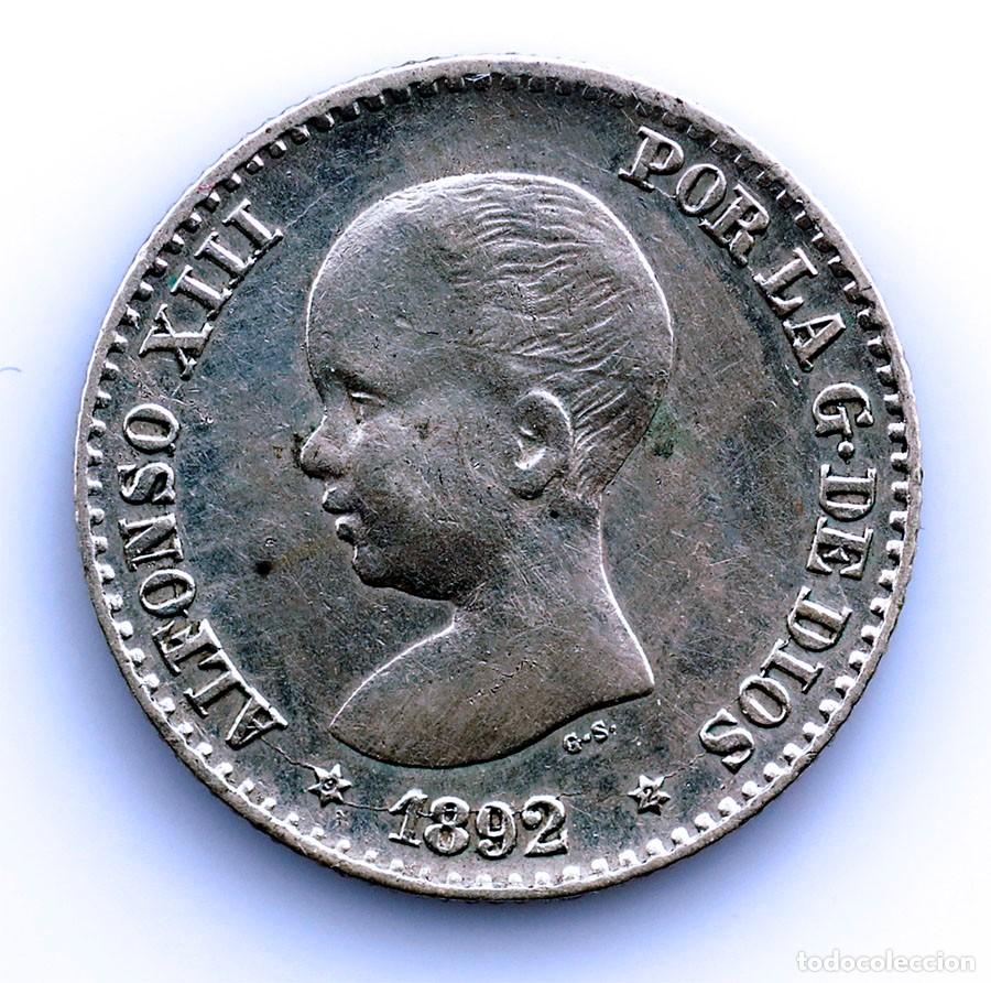 Monedas de Espa&ntilde;a: SC-SPAIN-Alfonso XIII. 50 centimos 1892*9-2. Madrid. MBC+/VF+. Plata 2,5 g.