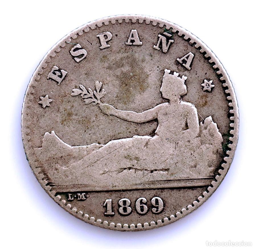 Monedas de Espa&ntilde;a: SC-Spain-Gobierno provisional 50 c&eacute;ntimos 1869 SNM. Madrid. Plata 2,5 g. Escasa