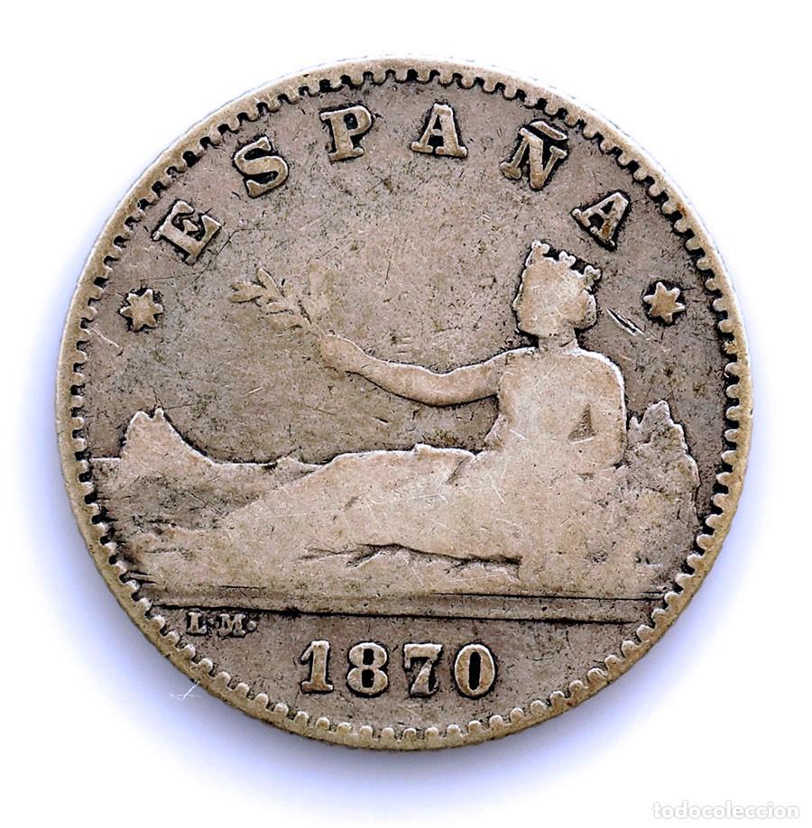 Monedas de Espa&ntilde;a: SC-Spain-Gobierno provisional 50 c&eacute;ntimos 1870 SNM. Madrid. Plata 2,5 g. Muy escasa