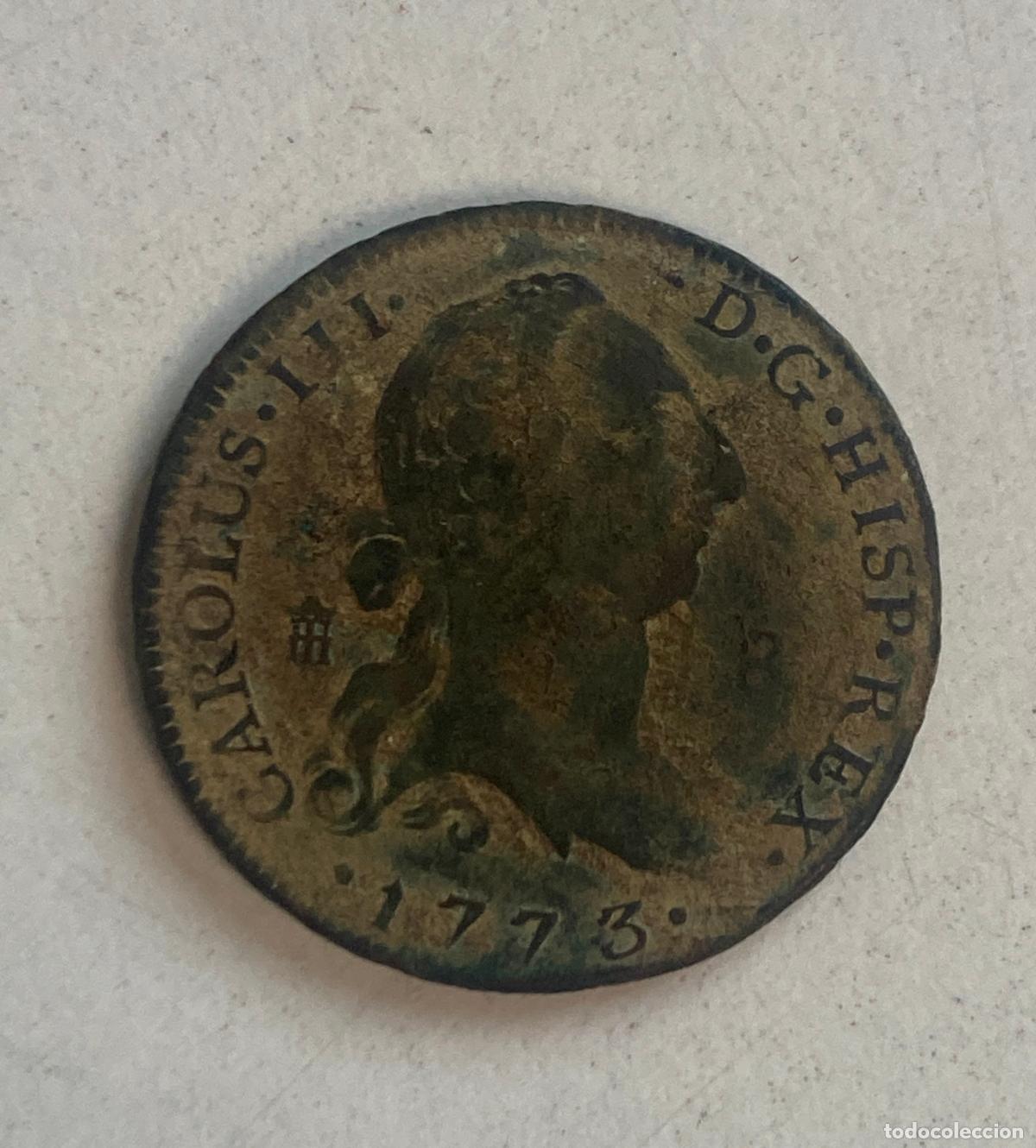 Monedas de Espa&ntilde;a: Carlos III 8 maravedies 1773 Segovia, Sin limpiar.