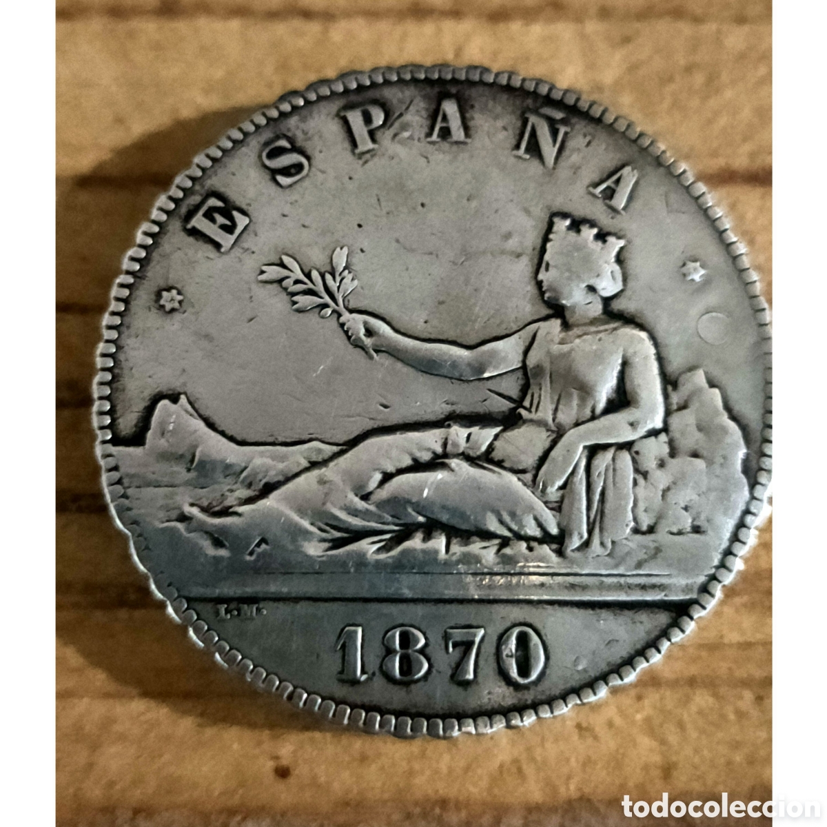 Monedas de Espa&ntilde;a: Mechero de plata 5 Pesetas 1870