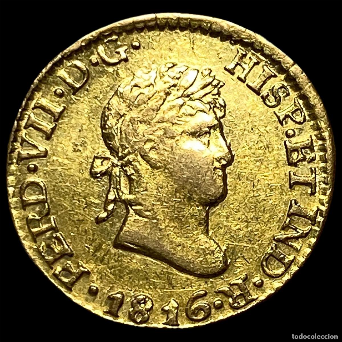 Moedas de Espanha: FERNANDO VII - 1/2 ESCUDO DE ORO - MEXICO - A&Ntilde;O 1816 -