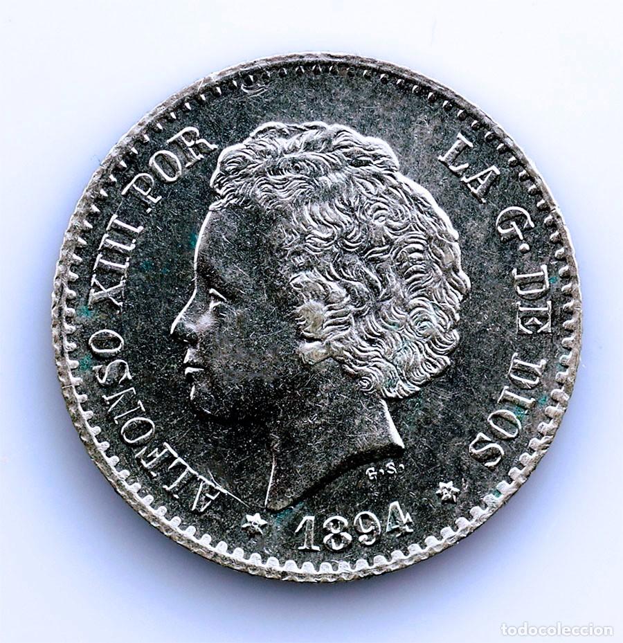 Monedas de Espa&ntilde;a: SC-SPAIN-Alfonso XIII. 50 centimos 1894*9-4. Madrid. EBC-/XF- Plata 2,5 g.