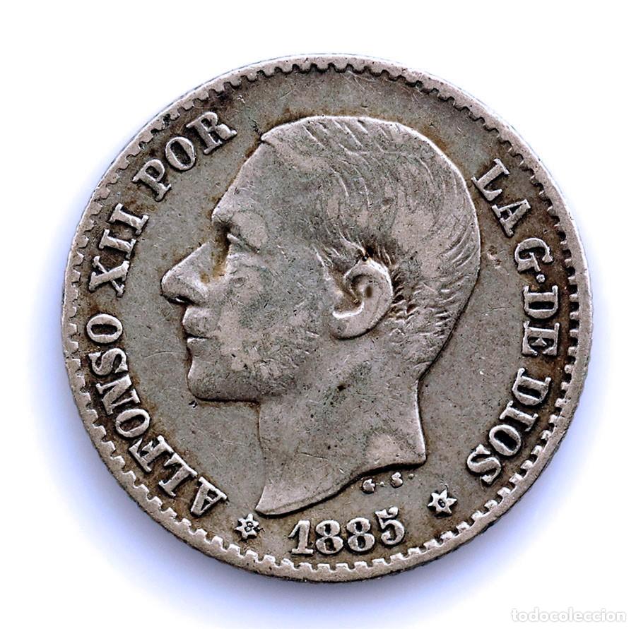 Monedas de Espa&ntilde;a: SC. Spain-VARIANTE. Alfonso XII. 50 C&eacute;ntimos 1885*8-6/1. Plata 2,5 g.