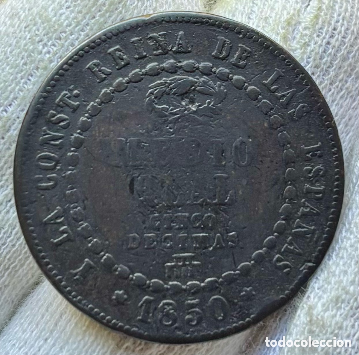Monedas de Espa&ntilde;a: Moneda 1/2 Real 5 D&eacute;cimas 1850 Segovia. Isabel II