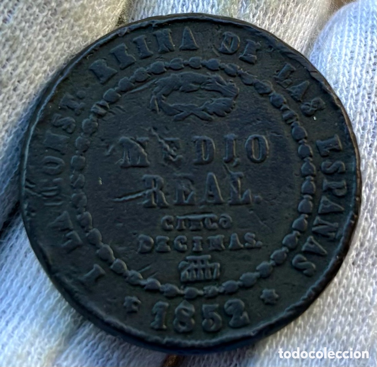 Monedas de Espa&ntilde;a: Moneda 1/2 Real 5 D&eacute;cimas 1852 Segovia. Isabel II