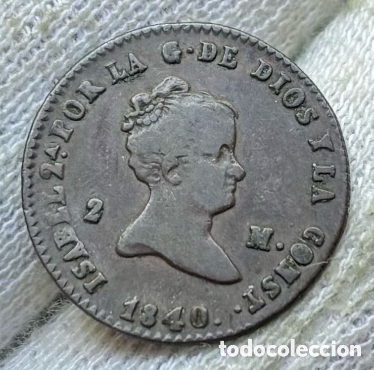 Monedas de Espa&ntilde;a: Moneda 2 Maravedis 1840 Segovia . Isabel II