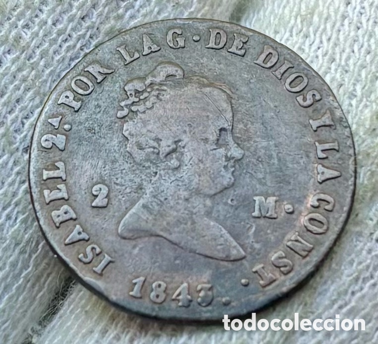 Monedas de Espa&ntilde;a: Moneda 2 Maravedis 1843 Segovia. Isabel II