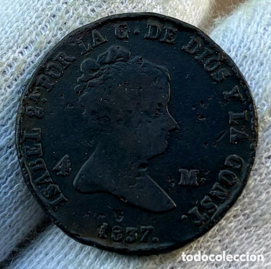 Monedas de Espa&ntilde;a: Moneda 4 Maravedis 1837 Segovia. Isabel II