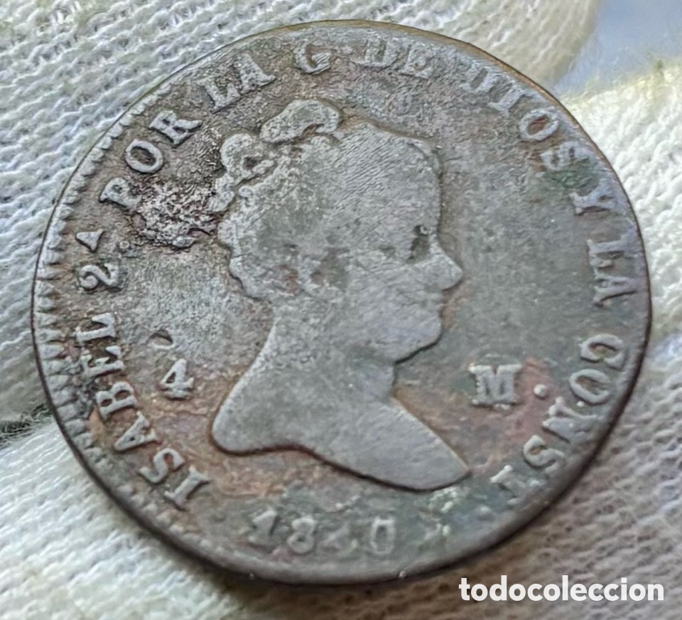Monedas de Espa&ntilde;a: Moneda 4 Maravedis 1840 Segovia. Isabel II