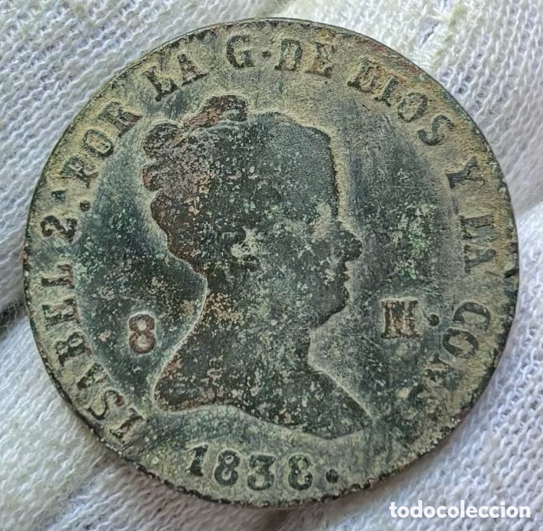 M&uuml;nzen von Spanien: Moneda 8 Maravedis 1838 Segovia. Isabel II