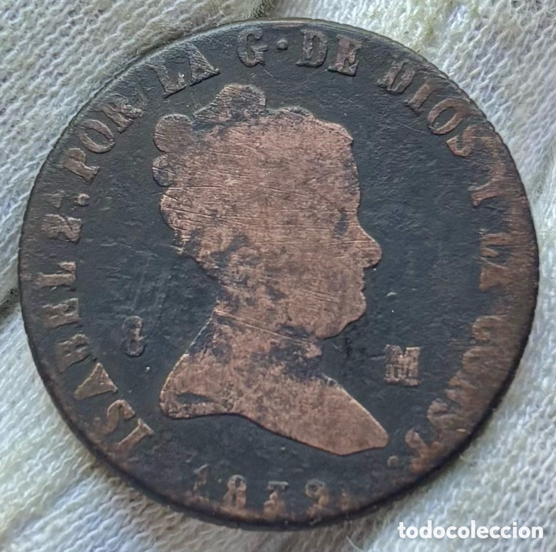 M&uuml;nzen von Spanien: Moneda 8 Maravedis 1839 Jubia. Isabel II