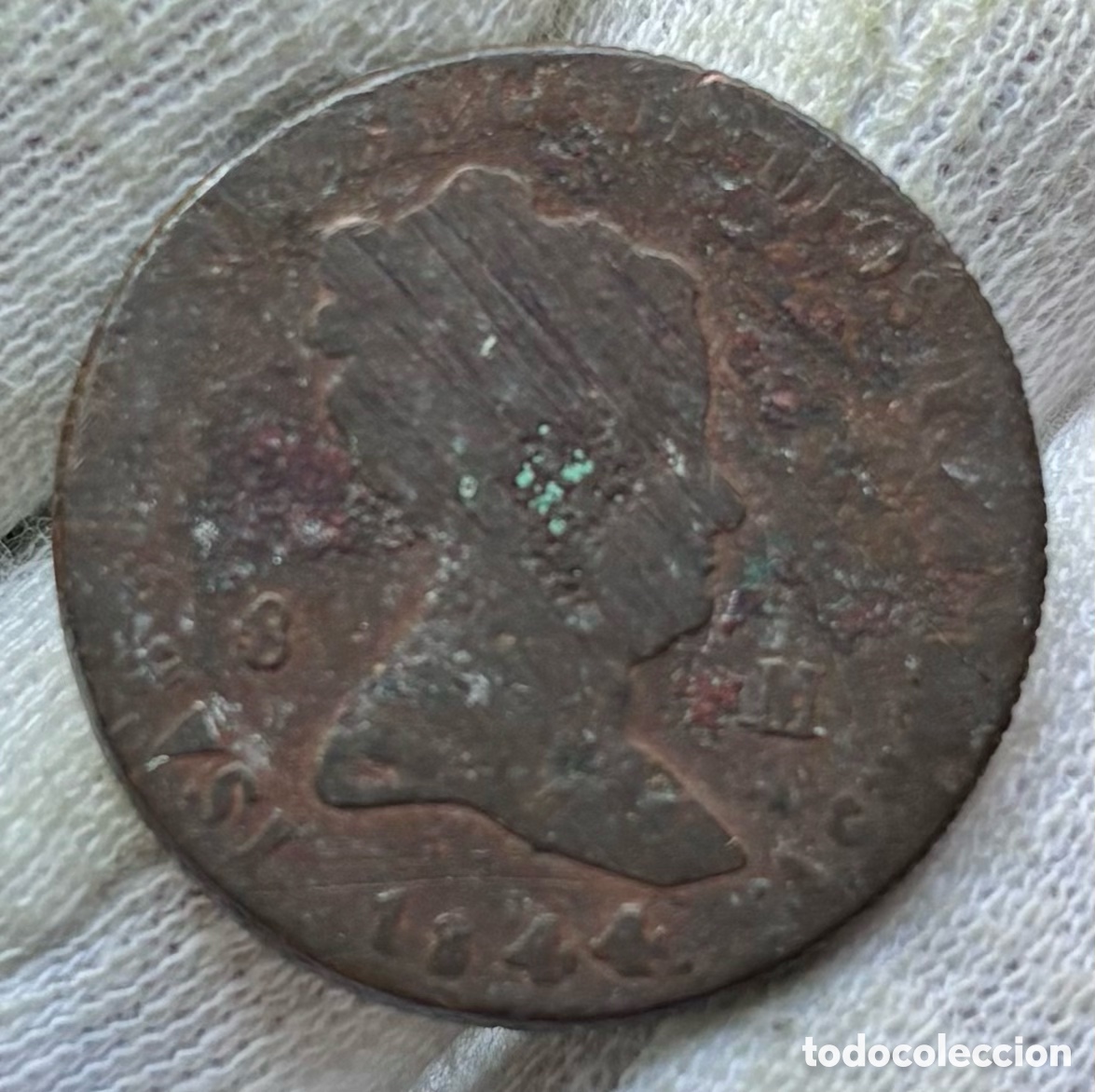 M&uuml;nzen von Spanien: Moneda 8 Maravedis 1844 Jubia. Isabel II