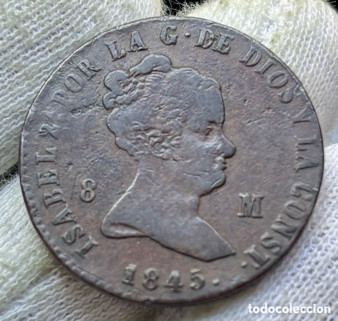 M&uuml;nzen von Spanien: Moneda 8 Maravedis 1845 Segovia. Isabel II