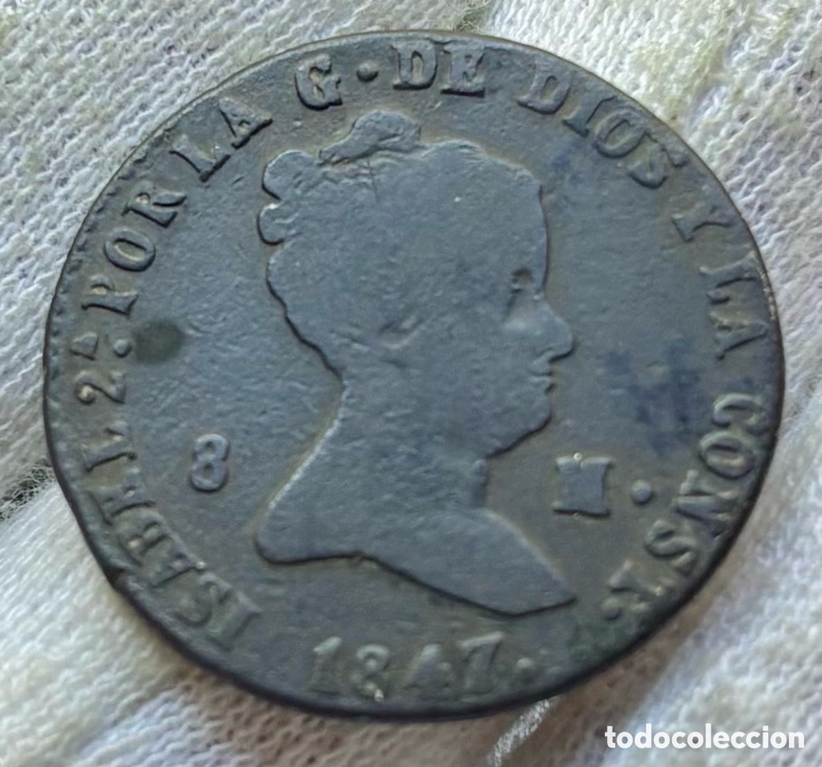 Monedas de Espa&ntilde;a: Moneda 8 Maravedis 1847 Segovia. Isabel II