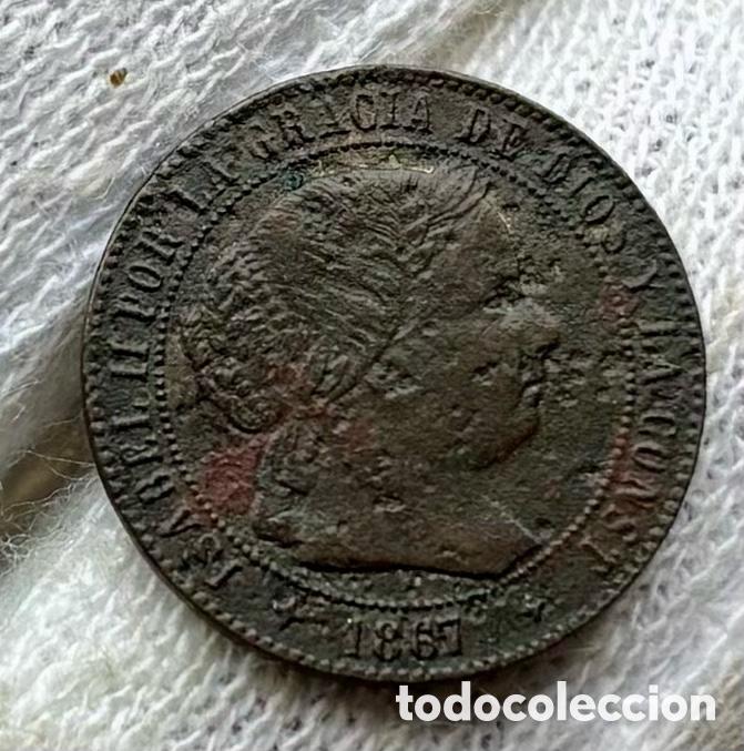 Monedas de Espa&ntilde;a: Moneda 1/2 C&eacute;ntimo Escudo 1867 Jubia. Isabel II