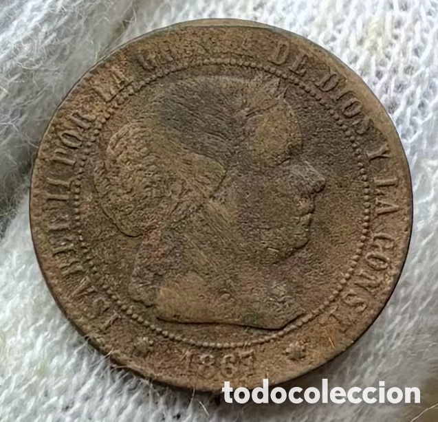 Monedas de Espa&ntilde;a: Moneda 1/2 Centimo Escudo 1867 Sevilla. Isabel II