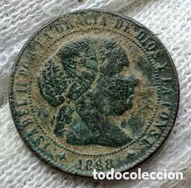 Monedas de Espa&ntilde;a: Moneda 1/2 C&eacute;ntimo Escudo 1868 Jubia. Isabel II