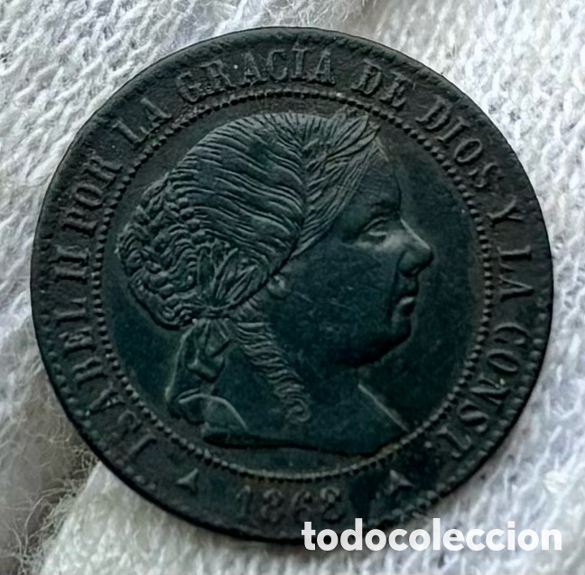 Monedas de Espa&ntilde;a: Moneda 1/2 C&eacute;ntimo Escudo 1868 Segovia. Isabel II