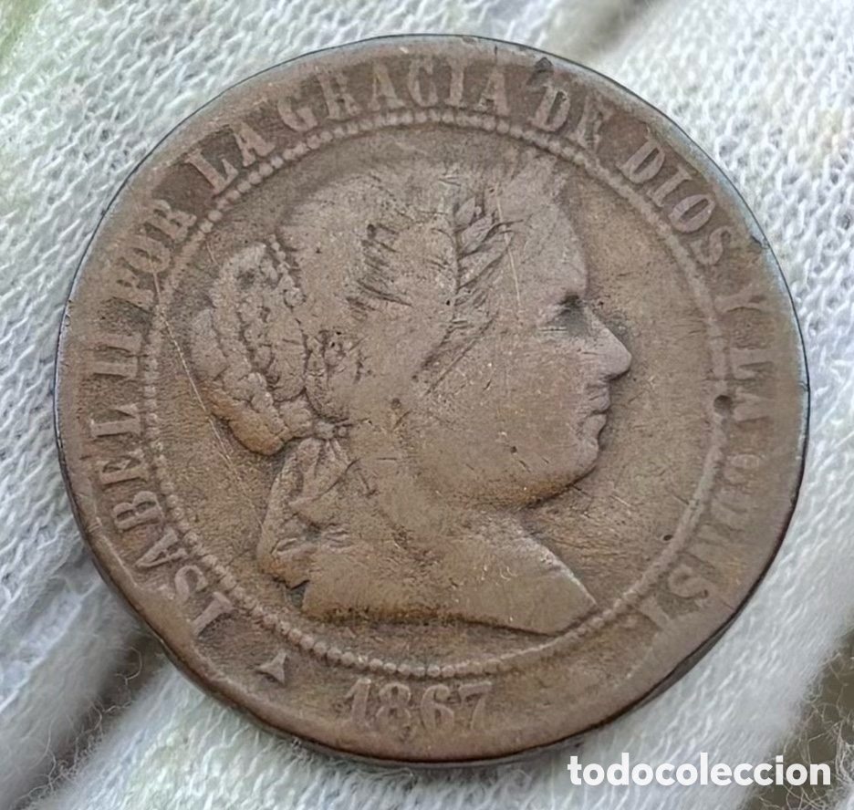 Monedas de Espa&ntilde;a: Moneda 2 1/2 C&eacute;ntimos Escudo 1867 Segovia. Isabel II