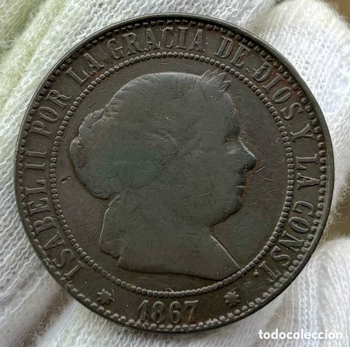 Monedas de Espa&ntilde;a: Moneda 5 Centimos Escudo 1867 Barcelona. Isabel II