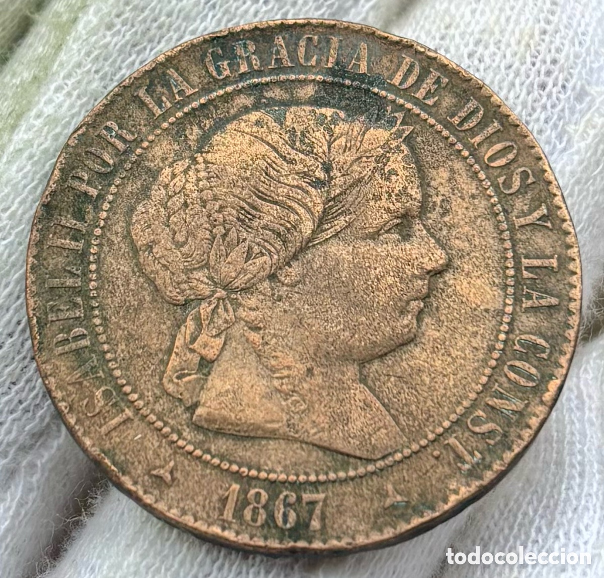 Monedas de Espa&ntilde;a: Moneda 5 Centimos Escudo 1867 Segovia. Isabel II