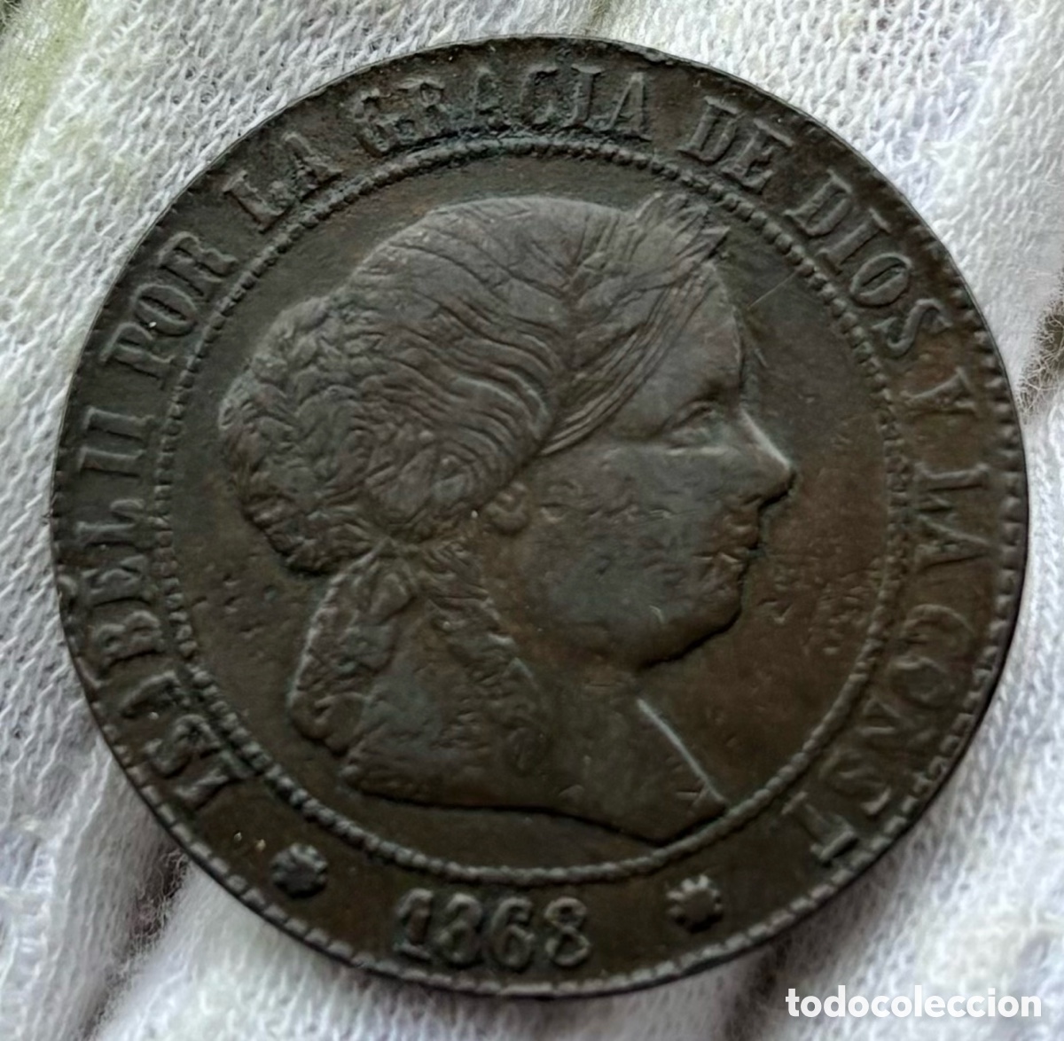 Monedas de Espa&ntilde;a: Moneda 5 Centimos Escudo 1868 Barcelona. Isabel II