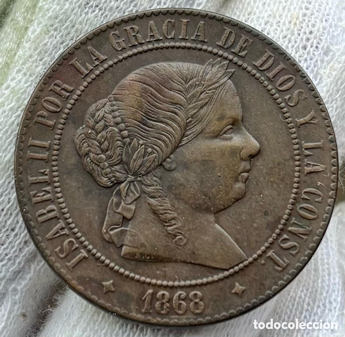 Monedas de Espa&ntilde;a: Moneda 5 Centimos Escudo 1868 Jubia. Isabel II