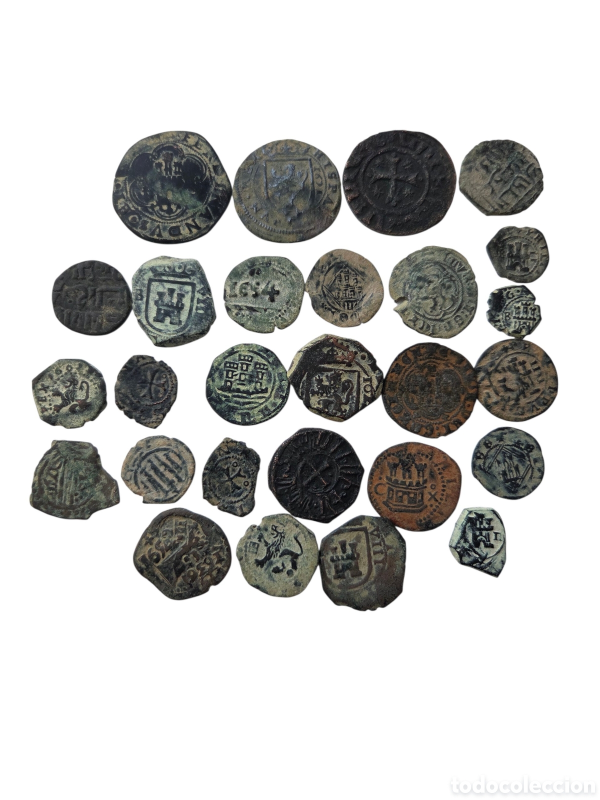 Monedas de Espa&ntilde;a: Lote de 27 monedas Espa&ntilde;olas, medievales, Maravedis. Etc