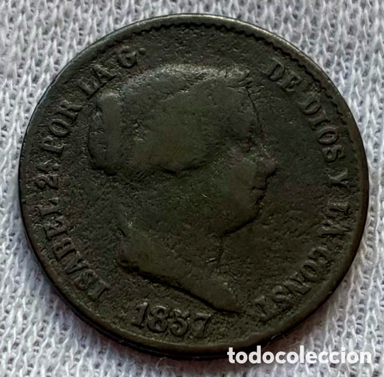 Monedas de Espa&ntilde;a: Moneda 10 Centimos de Real 1857 Segovia. Isabel II