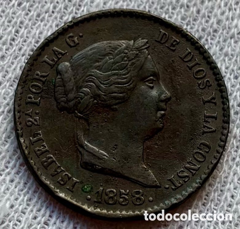 Monedas de Espa&ntilde;a: Moneda 10 Centimos de Real 1858 Segovia. Isabel II
