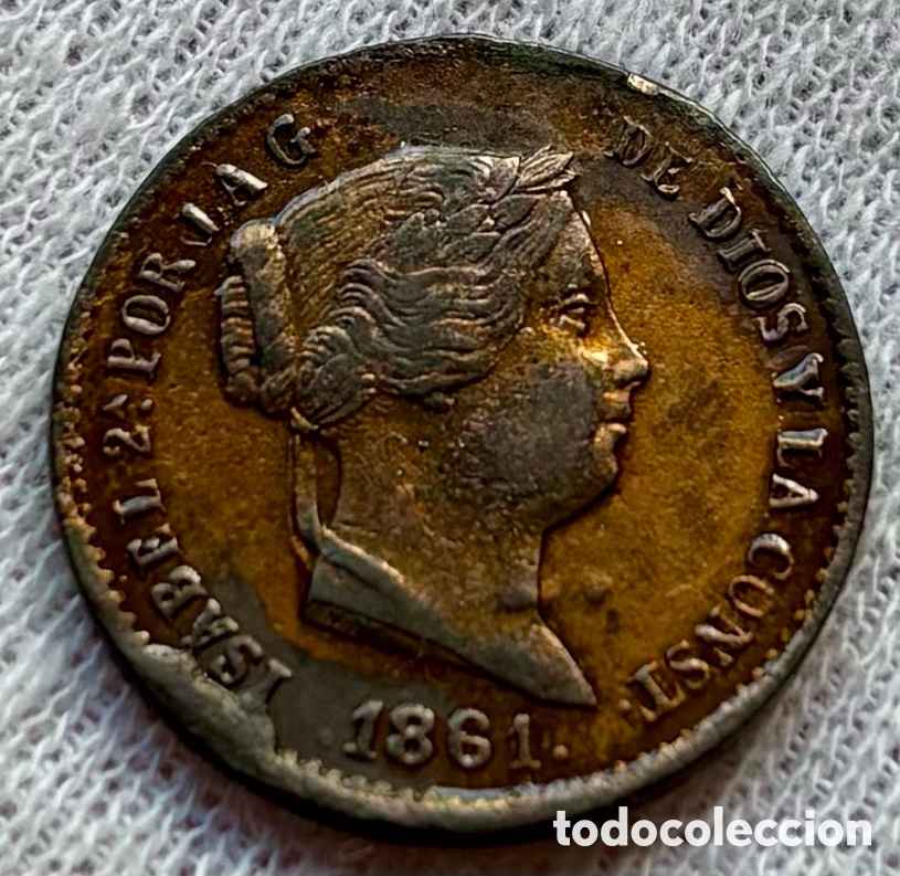 Monedas de Espa&ntilde;a: Moneda 10 Centimos de Real 1861 Segovia . Isabel II