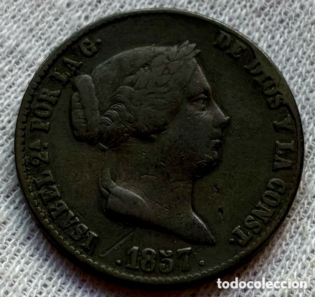 Monedas de Espa&ntilde;a: Moneda 25 Centimos de Real 1857 Segovia. Isabel II