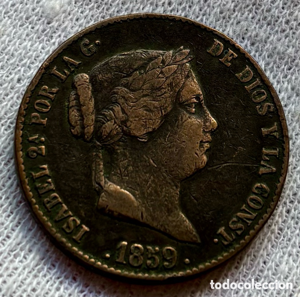Monedas de Espa&ntilde;a: Moneda 25 Centimos de Real 1859 Segovia. Isabel II
