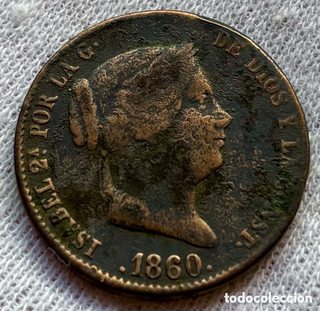 Monedas de Espa&ntilde;a: Moneda 25 Centimos de Real 1860 Segovia. Isabel II