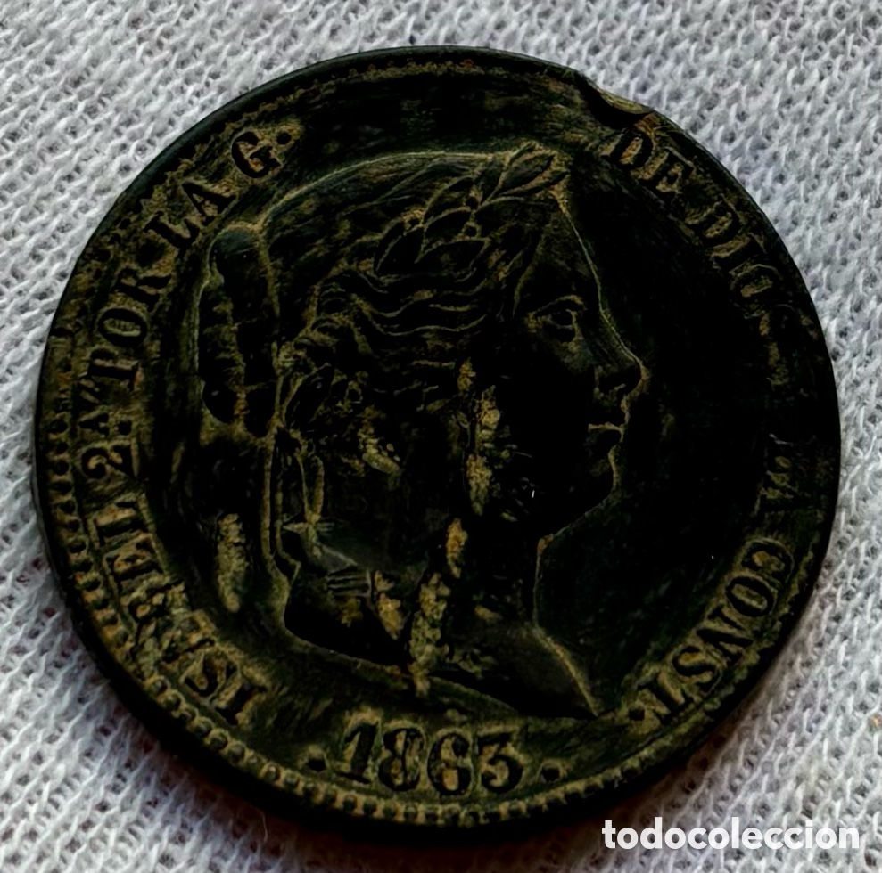 Monedas de Espa&ntilde;a: Moneda 25 Centimos de Real 1863 Segovia. Isabel II