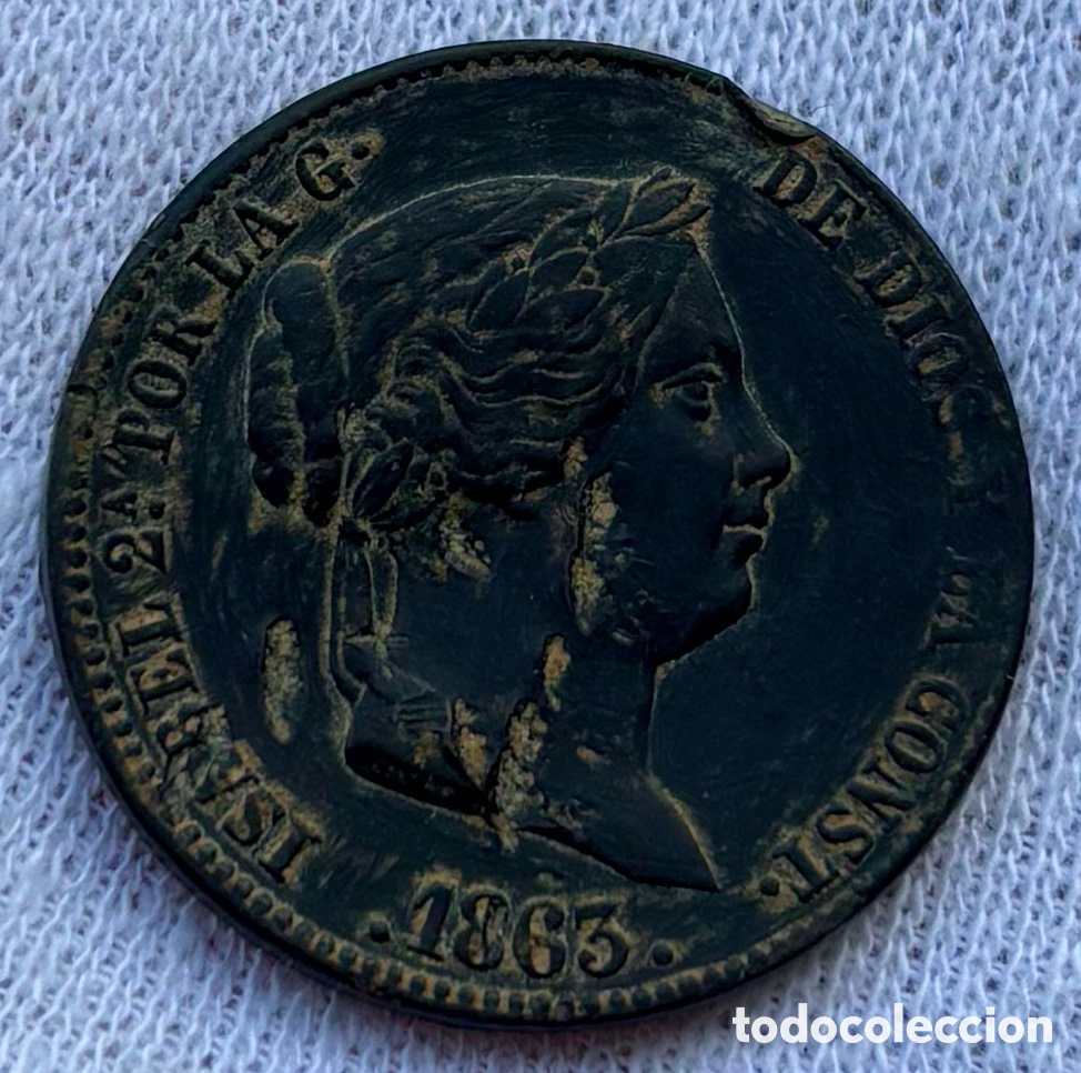 Monedas de Espa&ntilde;a: Moneda 25 Centimos de Real 1863 Segovia. Isabel II