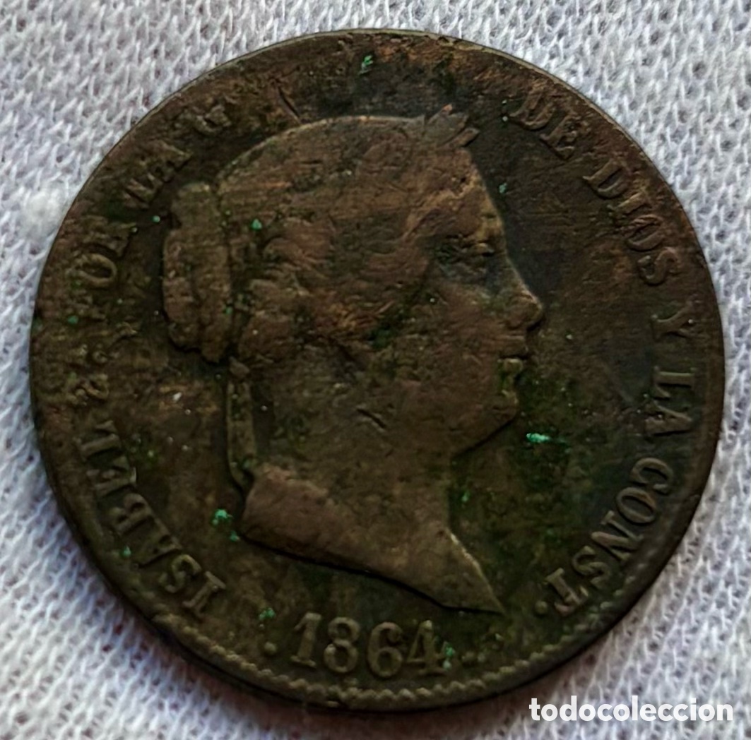 Monedas de Espa&ntilde;a: Moneda 25 Centimos de Real 1864 Segovia. Isabel II