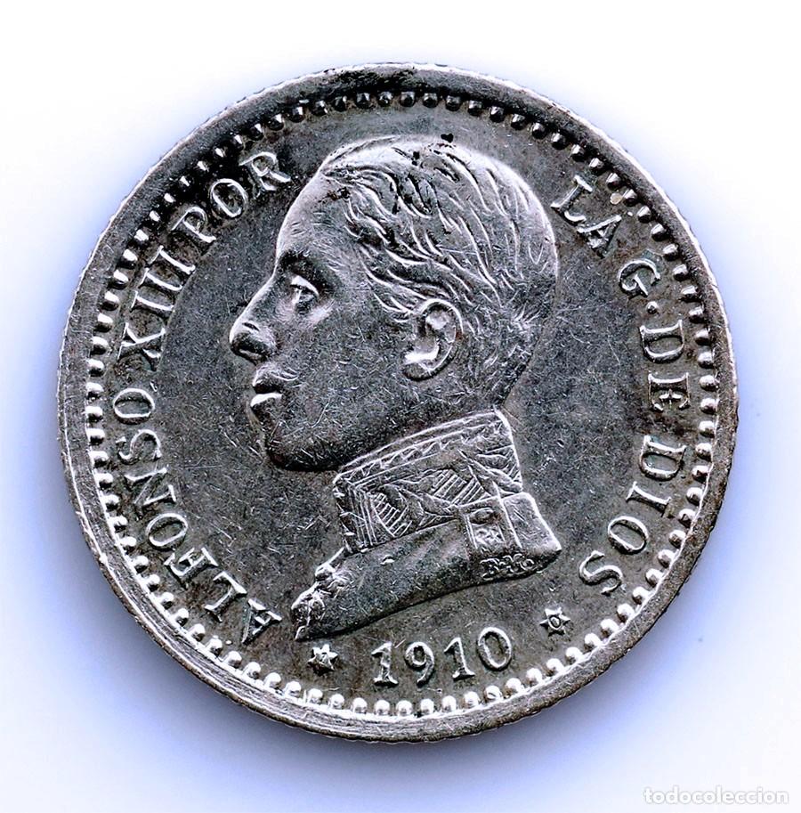 Monedas de Espa&ntilde;a: SC-Spain. Alfonso XIII. 50 C&eacute;ntimos. 1910*1-0 Madrid. EBC-/XF- Plata 2,5 g.