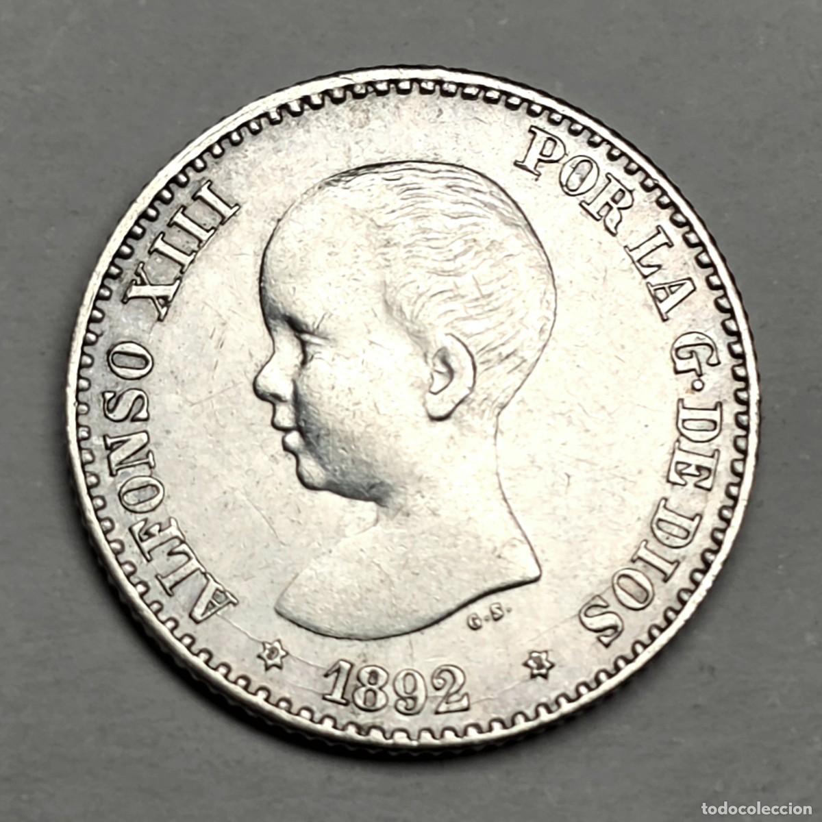 Monedas de Espa&ntilde;a: MONEDA PLATA ALFONSO XIII 50 CENTIMOS 1892 *9-2*