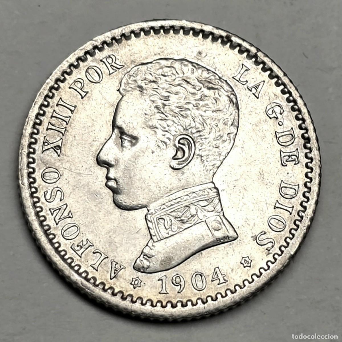 Monedas de Espa&ntilde;a: MONEDA DE PLATA ALFONSO XIII 50 CENTIMOS 1904 *0-4* EBC