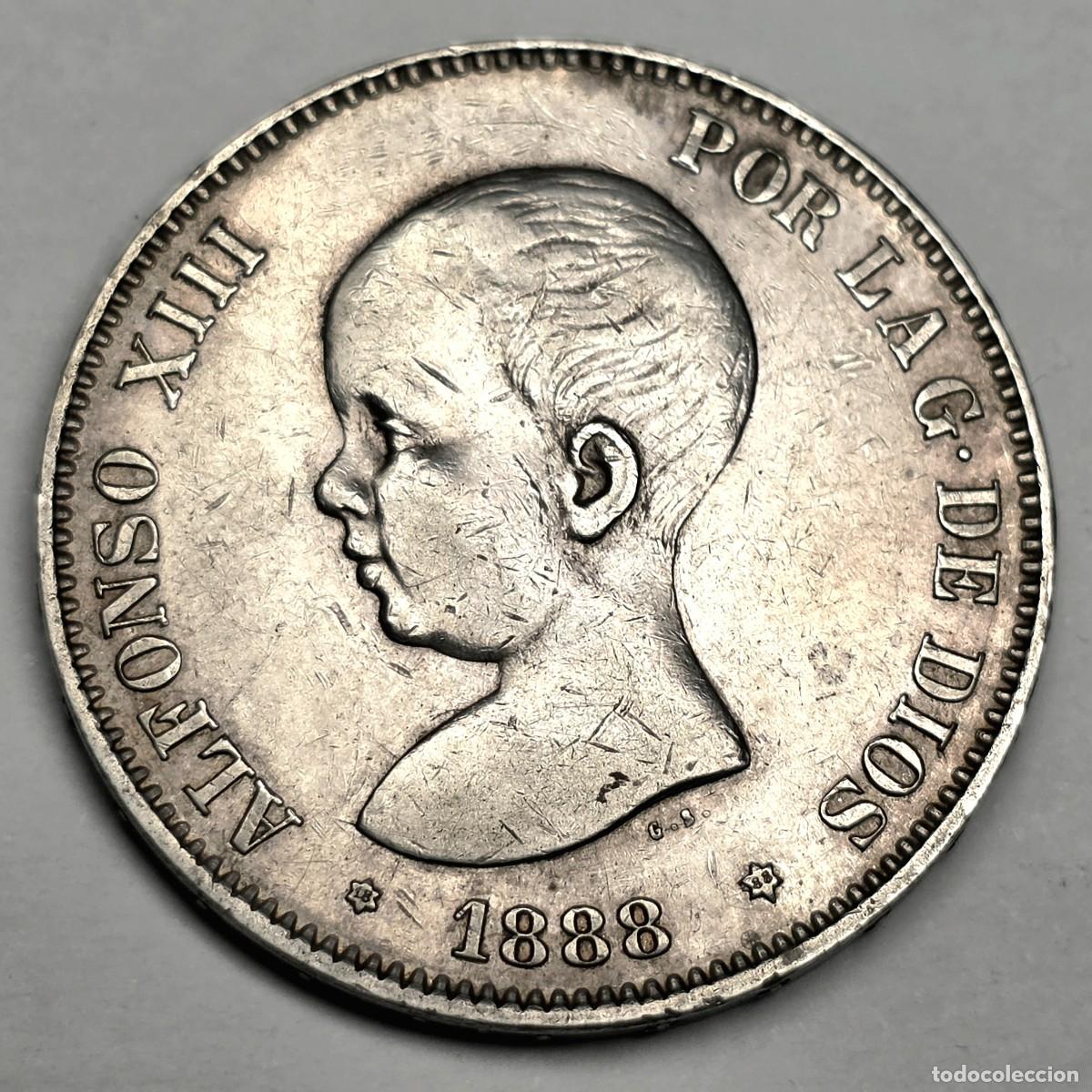 Monedas de Espa&ntilde;a: MONEDA DE PLATA ALFONSO XIII 5 PESETAS 1888 *18-88* MPM