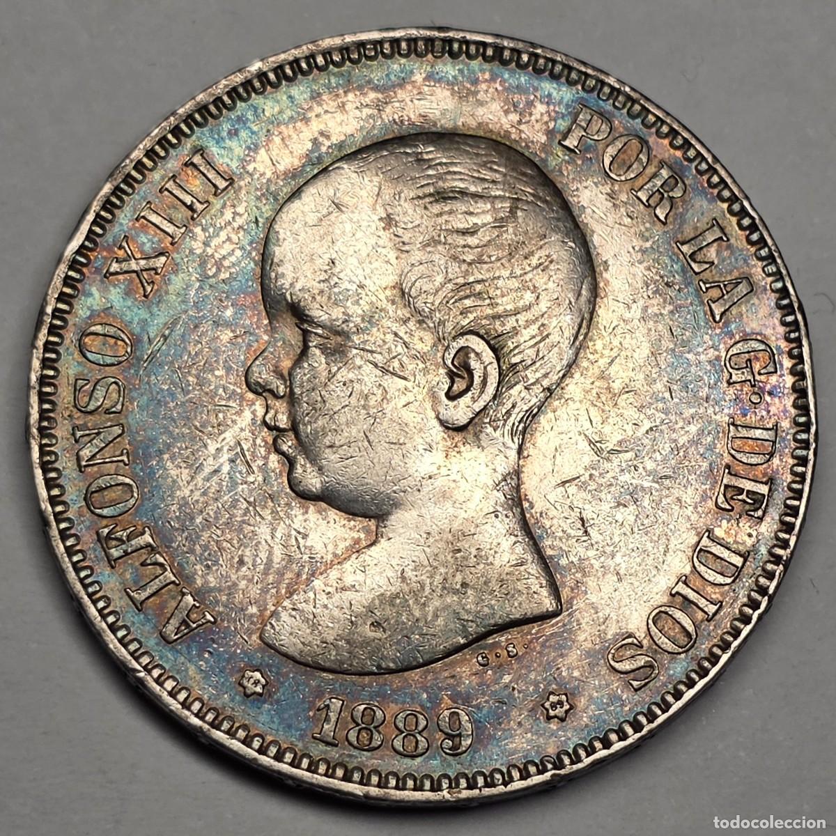 Monedas de Espa&ntilde;a: MONEDA DE PLATA ALFONSO XIII 5 PESETAS 1889 *18-89*