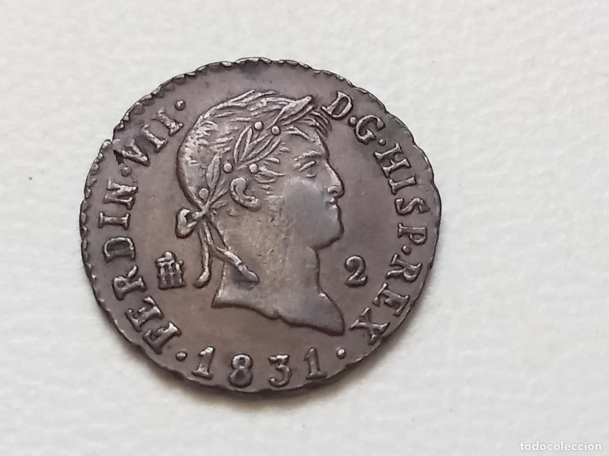 Monedas de Espa&ntilde;a: FERNANDO VII 2 MARAVED&Iacute;S 1831 SEGOVIA EBC+/EBC