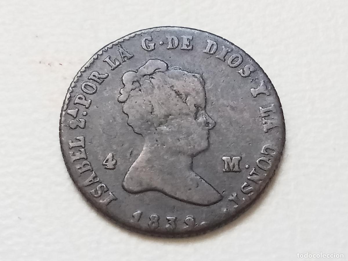 Monedas de Espa&ntilde;a: ISABEL II 4 MARAVED&Iacute;S 1839 SEGOVIA MUY ESCASA BC+