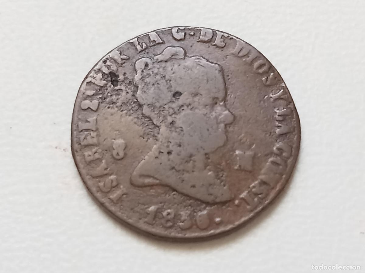 Monedas de Espa&ntilde;a: ISABEL II 8 MARAVED&Iacute;S 1850 JUBIA CERO EMPASTADO BC