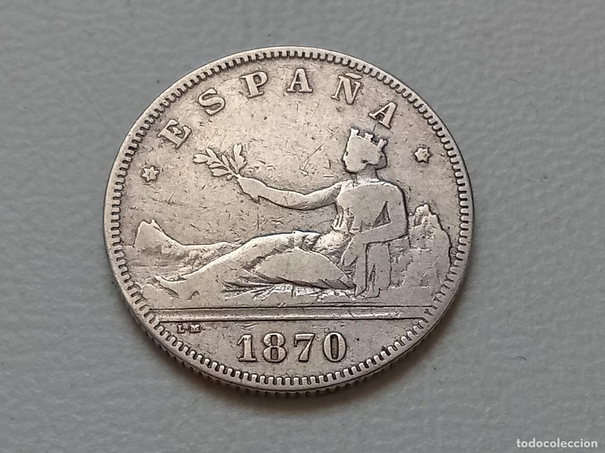 Monedas de Espa&ntilde;a: GOBIERNO PROVISIONAL 2 PESETAS PLATA 1870 *(1X-X5) DEM MBC-