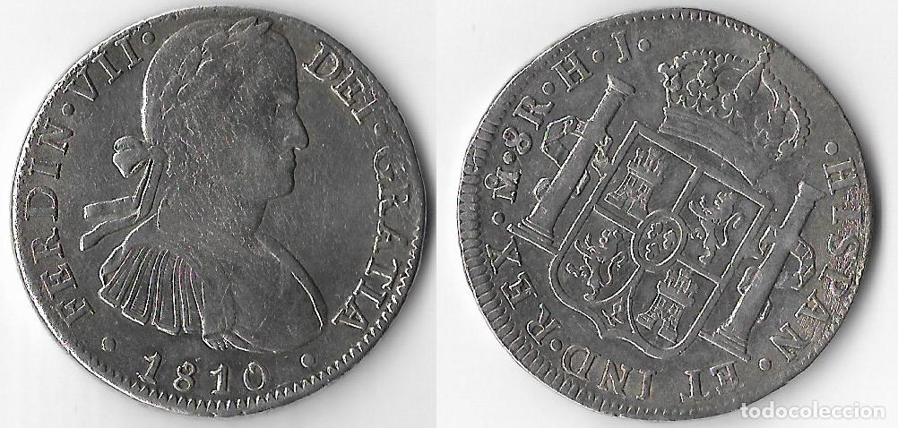 Coins of Spain: ESPA&Ntilde;A - FERNANDO VII -1810 8 REALES MEXICO HJ