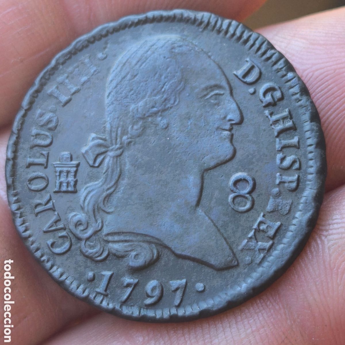 Moedas de Espanha: Carlos IV 1797 8 maravedis Segovia