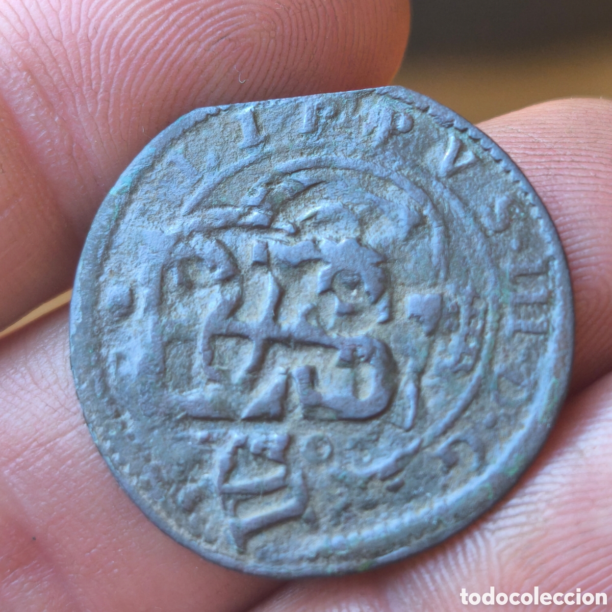 Moedas de Espanha: Felipe III 8 maravedis resellado